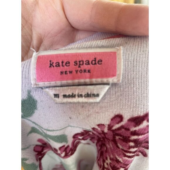 Kate Spade Sweater Pullover Warmer Stretch Long Sleeve Knit Floral Pink Sz M - Picture 7 of 8